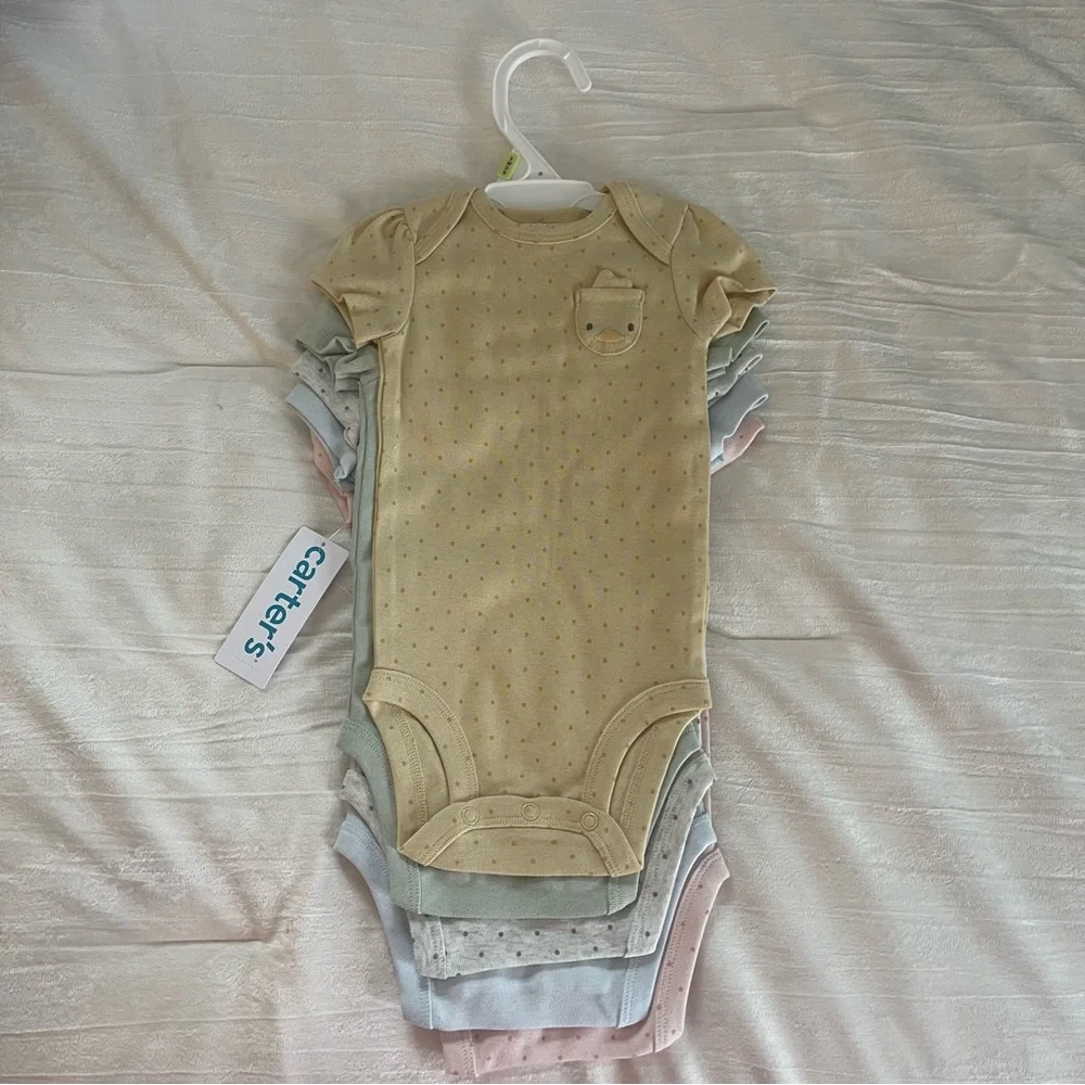Carters baby girl 3 month bodysuits onesies NEW pink blue green animals